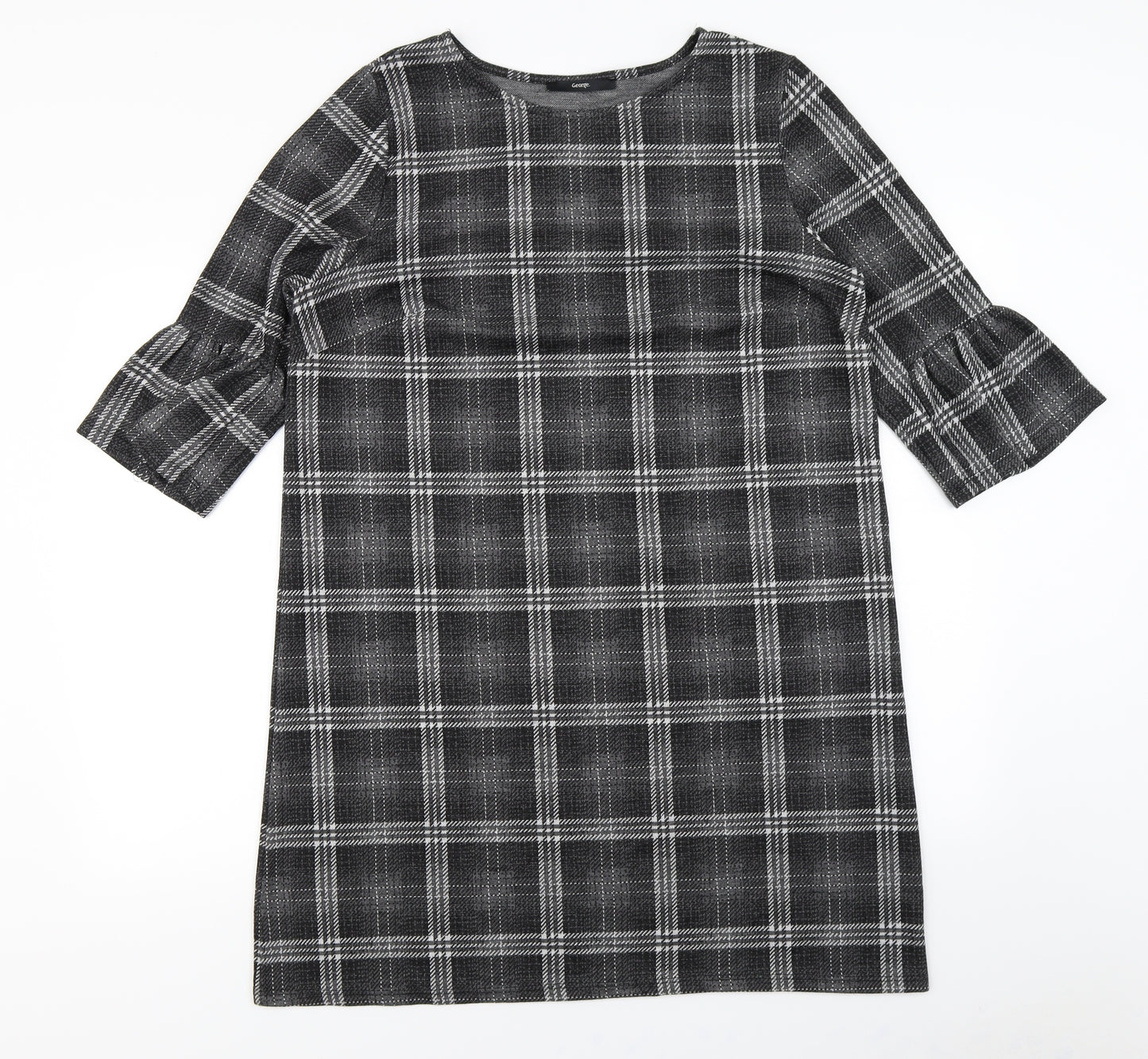 George Womens Grey Plaid  A-Line  Size 16