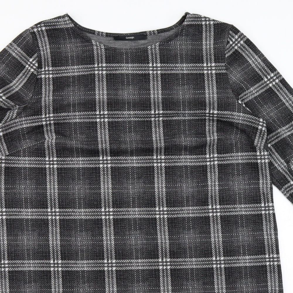 George Womens Grey Plaid  A-Line  Size 16