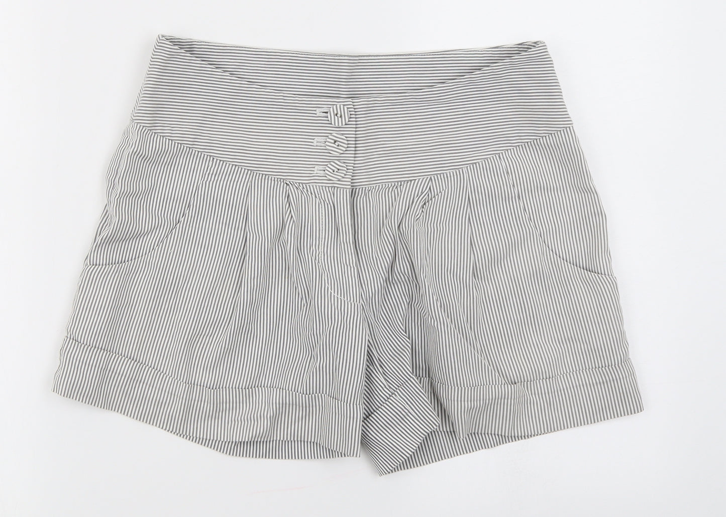 Soaked Womens Grey Striped  Sailor Shorts Size 8