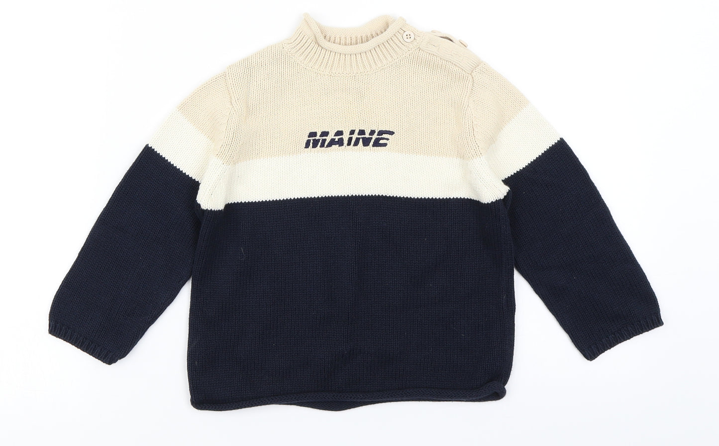 Maine Boys Blue Colourblock  Pullover Jumper Size 18-24 Months