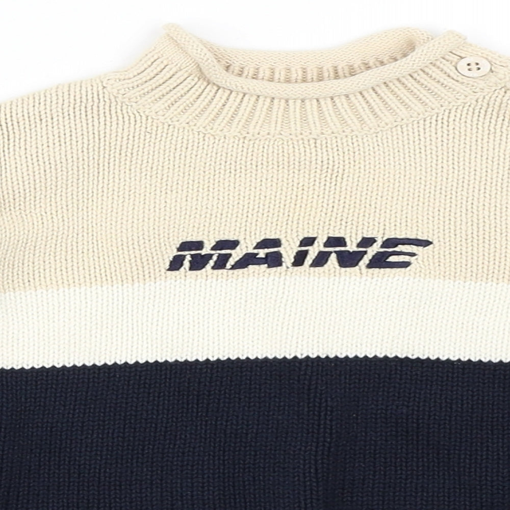 Maine Boys Blue Colourblock  Pullover Jumper Size 18-24 Months