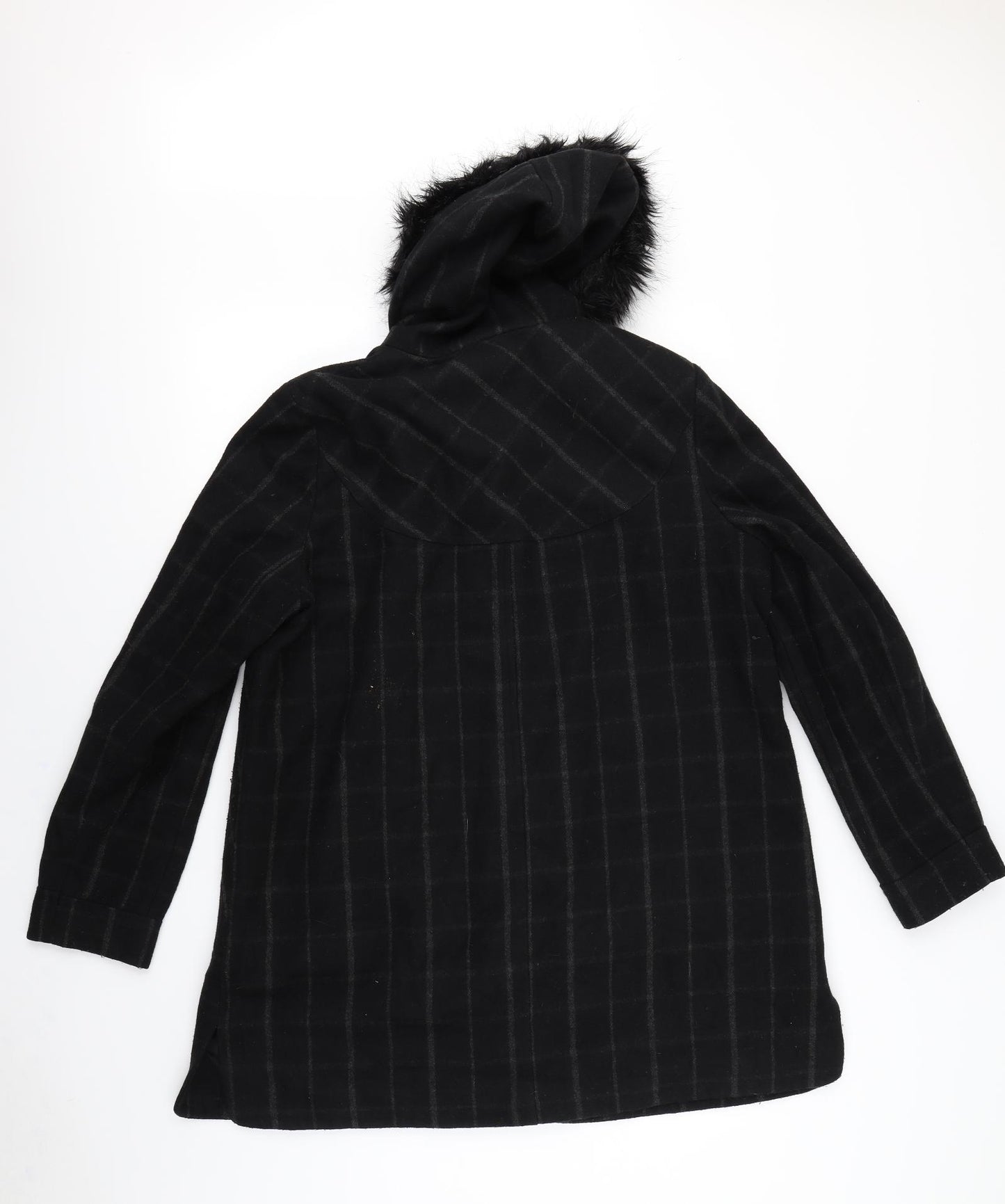 George Womens Black Check  Overcoat Coat Size 18