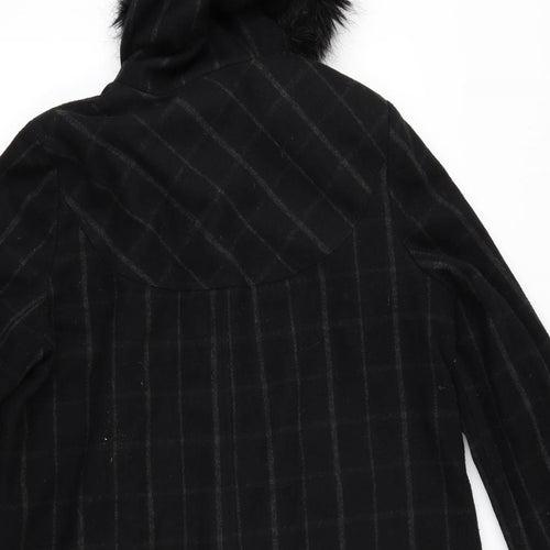 George Womens Black Check  Overcoat Coat Size 18