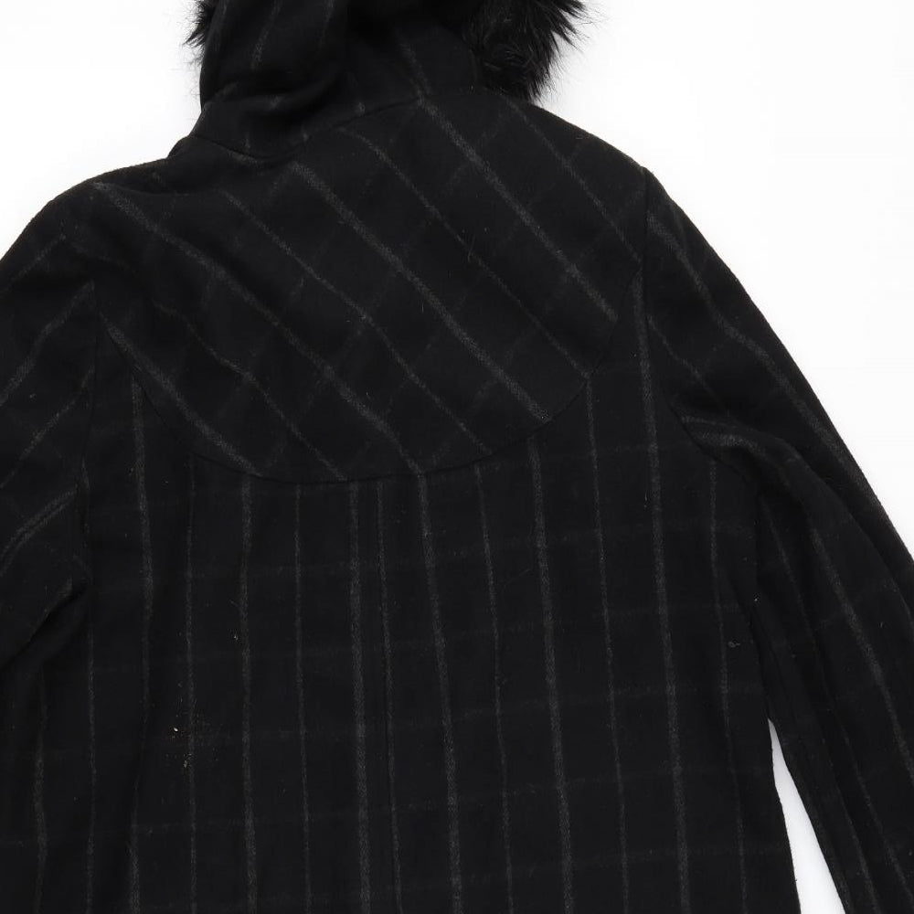 George Womens Black Check  Overcoat Coat Size 18