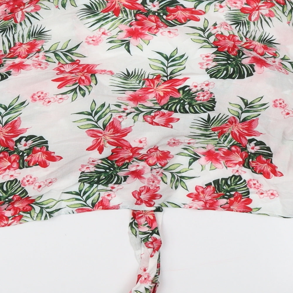 Primark Womens White Floral  Cropped Blouse Size 16