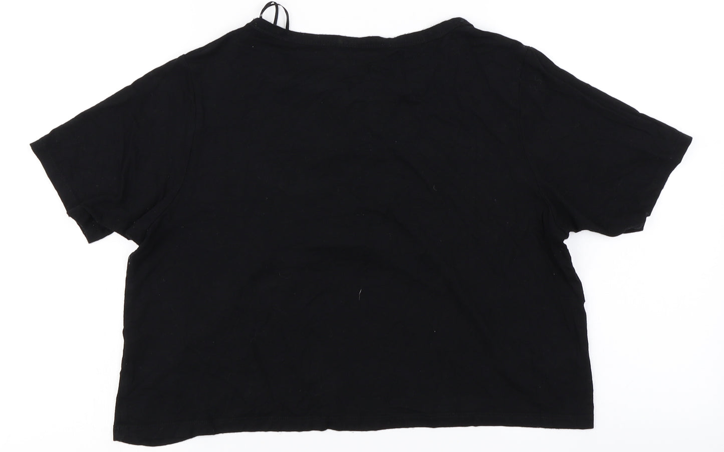 Select Womens Black   Cropped T-Shirt Size 12  - Distressed