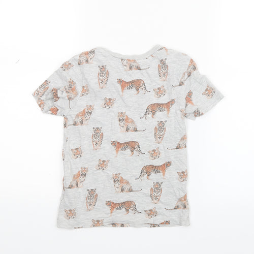 H&M Boys Grey Geometric  Basic T-Shirt Size 7-8 Years  - Tiger