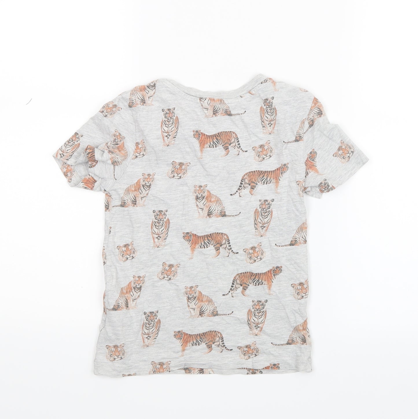 H&M Boys Grey Geometric  Basic T-Shirt Size 7-8 Years  - Tiger
