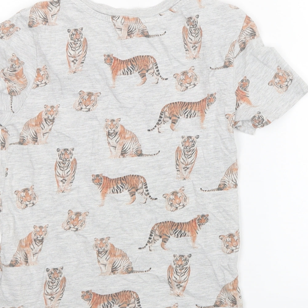 H&M Boys Grey Geometric  Basic T-Shirt Size 7-8 Years  - Tiger