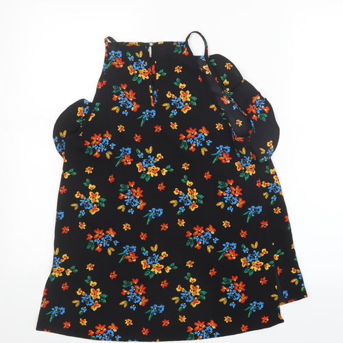 Papaya Womens Black Floral Mesh Basic Blouse Size 10