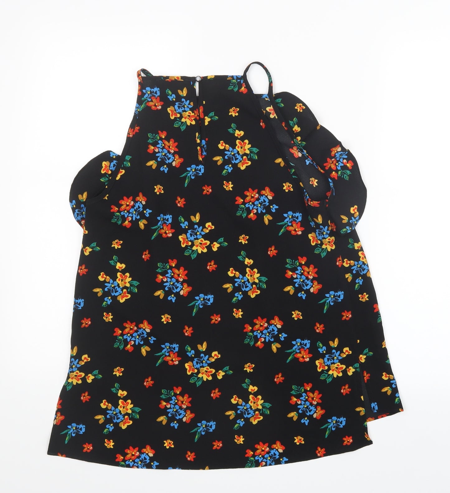 Papaya Womens Black Floral Mesh Basic Blouse Size 10