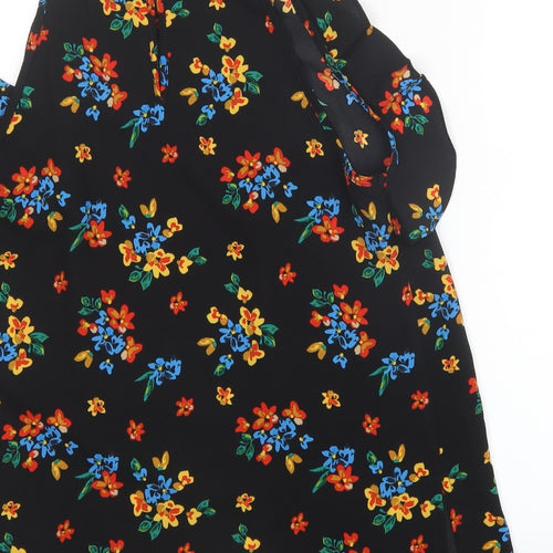 Papaya Womens Black Floral Mesh Basic Blouse Size 10