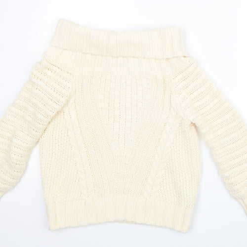 H&M Womens White  Knit Pullover Jumper Size S