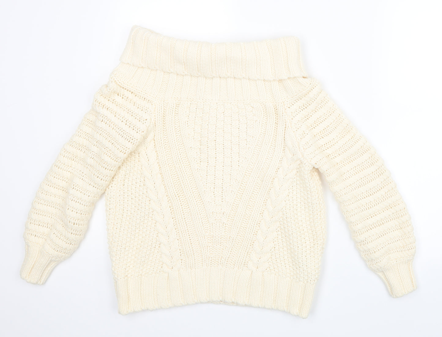 H&M Womens White  Knit Pullover Jumper Size S