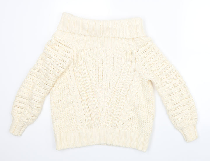H&M Womens White  Knit Pullover Jumper Size S