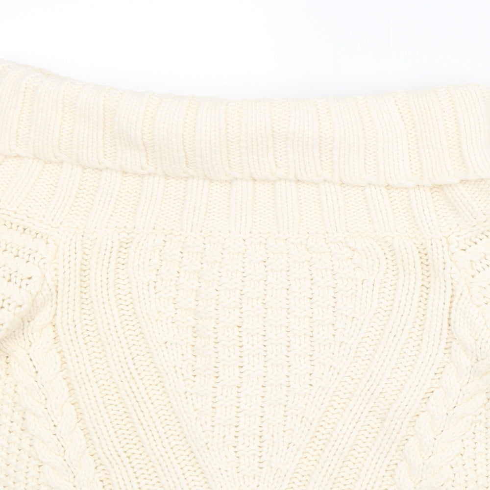 H&M Womens White  Knit Pullover Jumper Size S