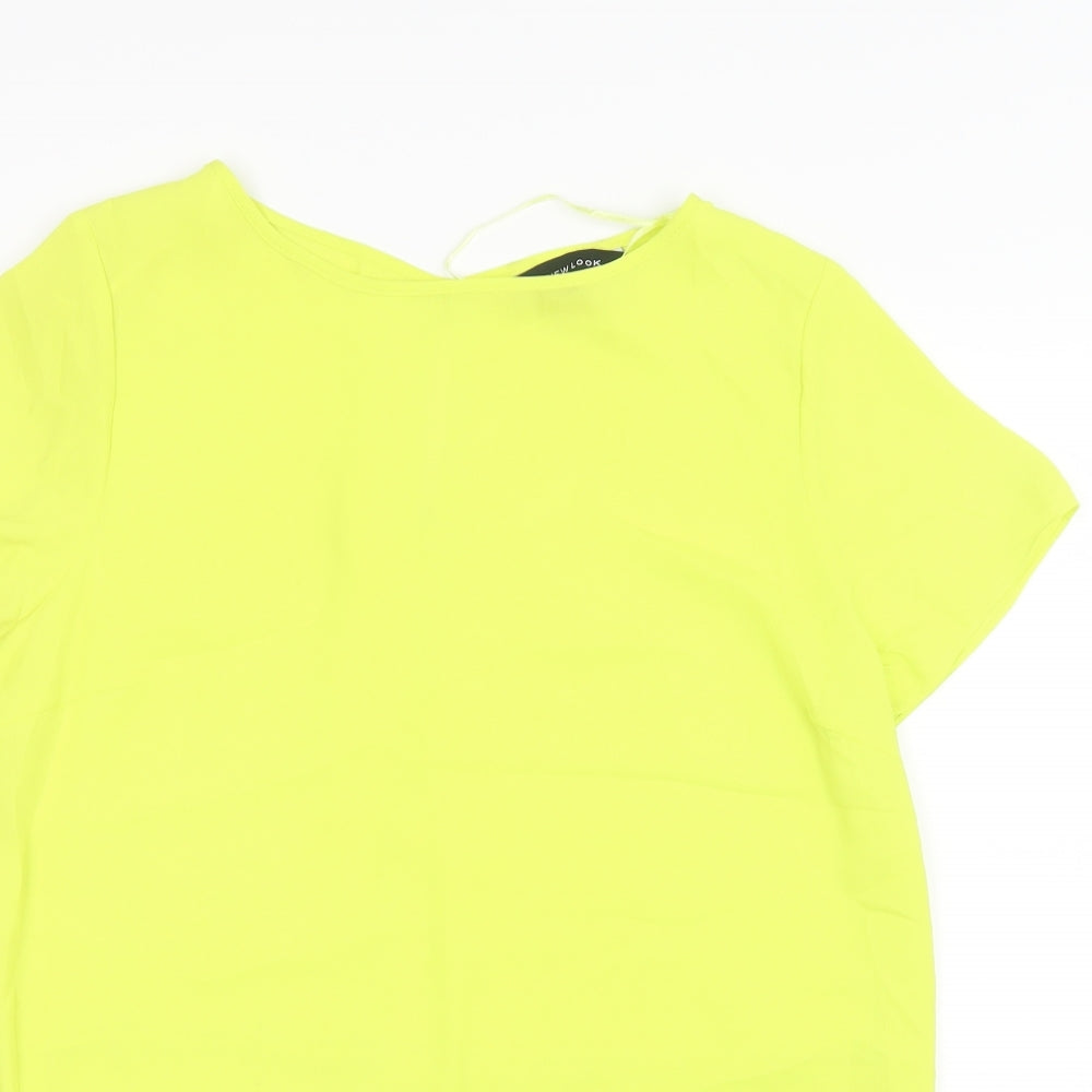 New Look Womens Yellow  Mesh Basic Blouse Size 12