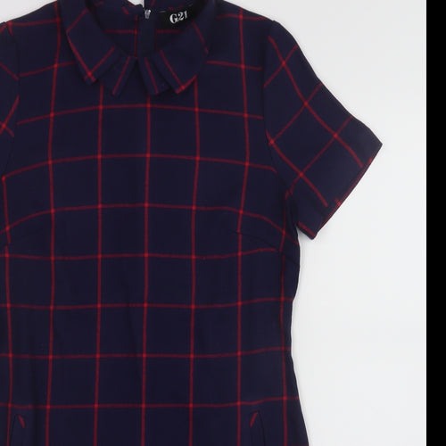 George Womens Blue Check  Shirt Dress  Size 10