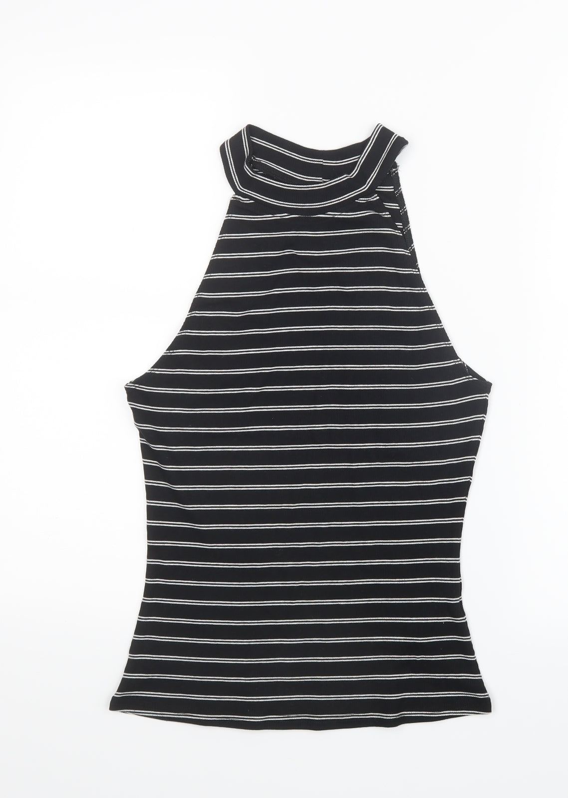 New Look Womens Black Striped  Basic T-Shirt Size 14
