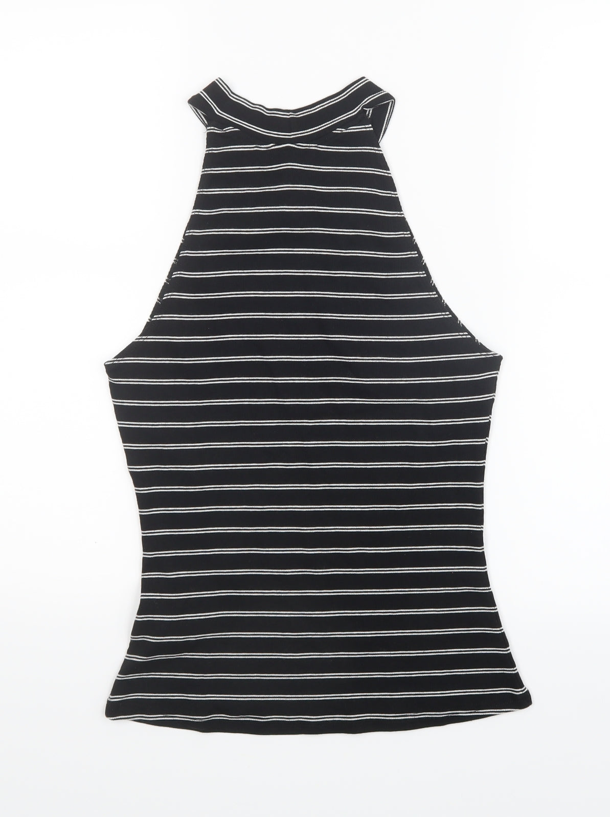 New Look Womens Black Striped  Basic T-Shirt Size 14