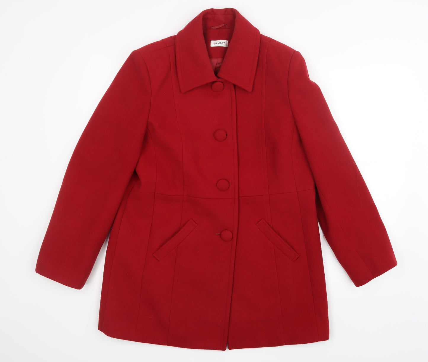Damart Womens Red   Pea Coat Coat Size 14