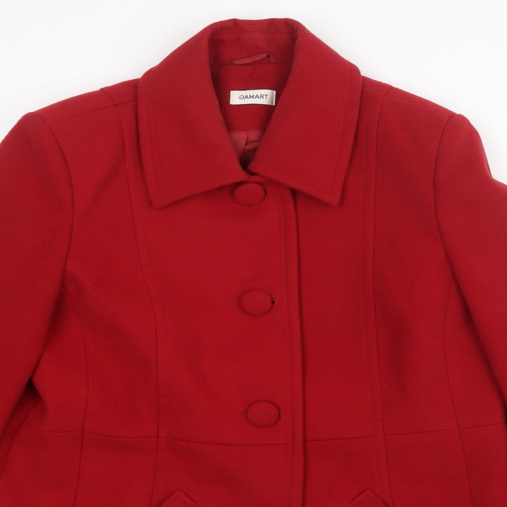 Damart Womens Red   Pea Coat Coat Size 14