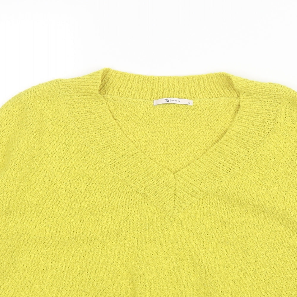 TU Womens Yellow  Knit Pullover Jumper Size 10