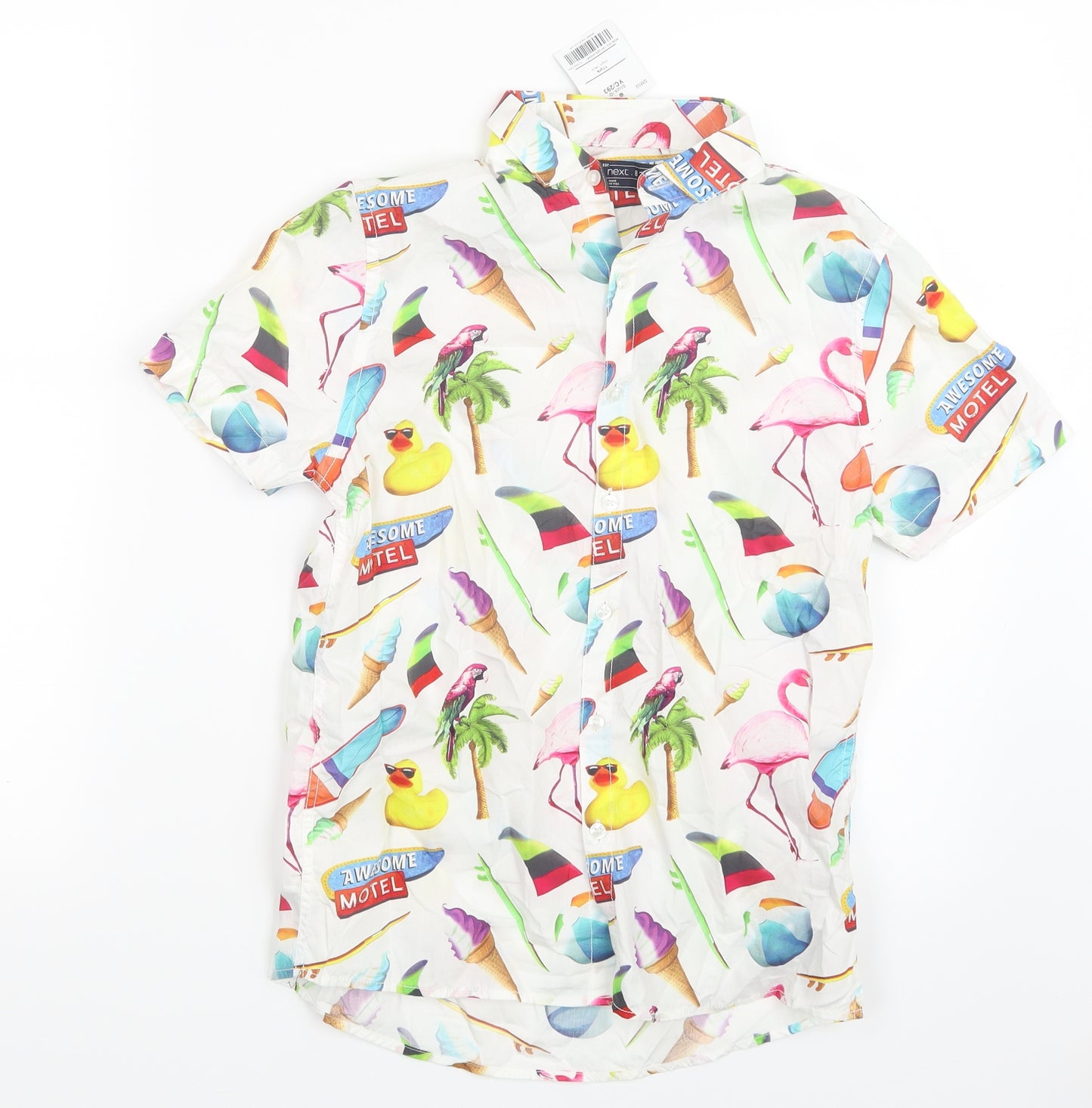 NEXT Boys White Geometric  Basic Button-Up Size 11 Years
