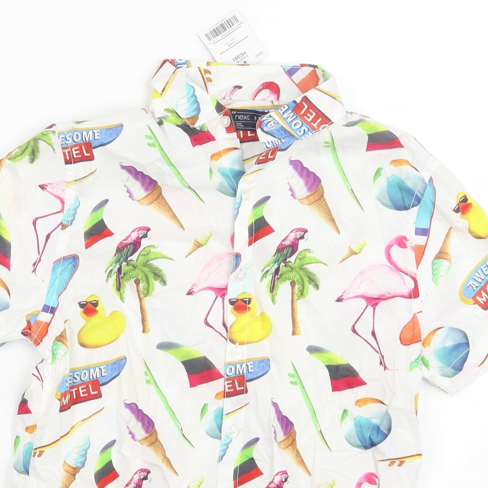 NEXT Boys White Geometric  Basic Button-Up Size 11 Years