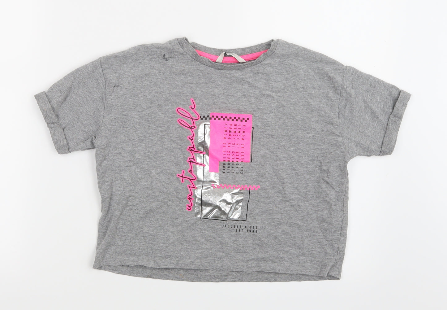 George Girls Grey   Basic T-Shirt Size 9-10 Years