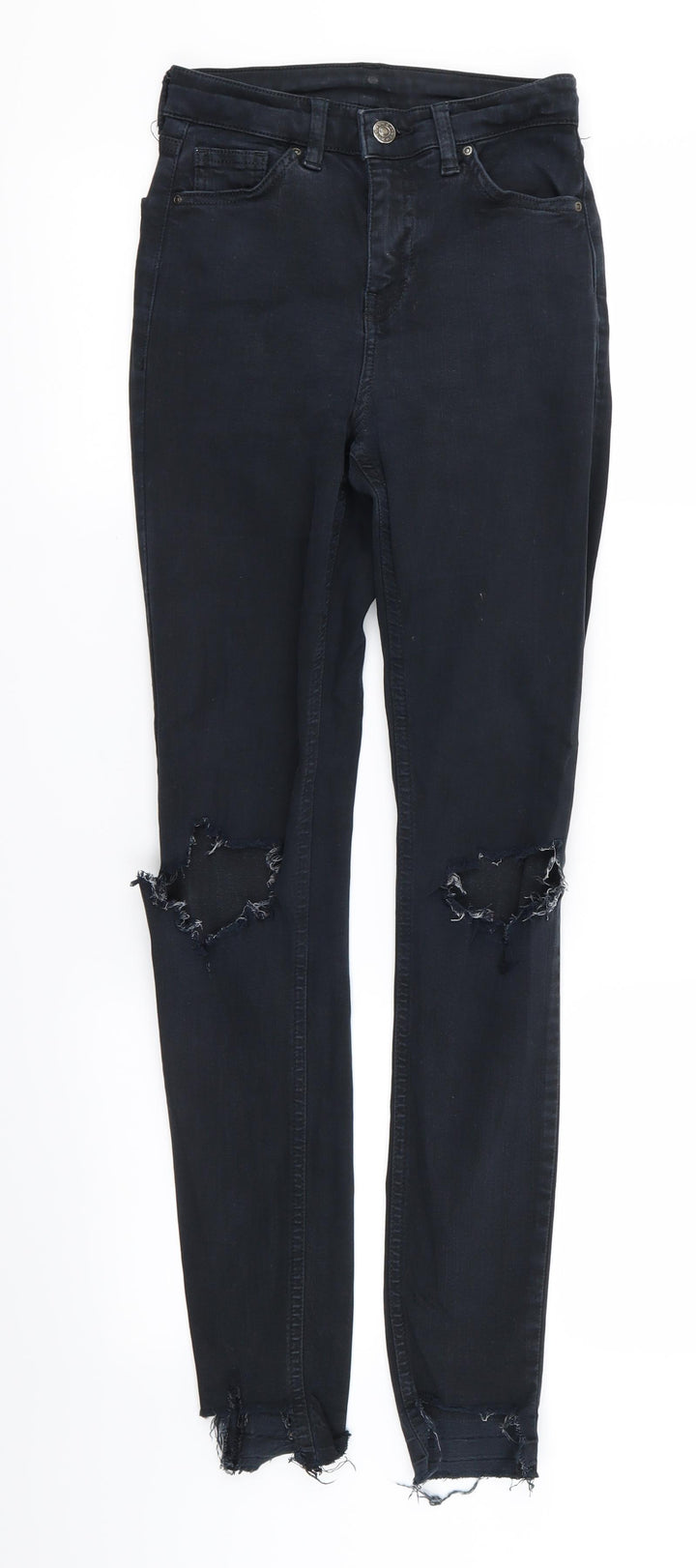 Topshop Womens Black Skinny Jeans Size 23 in L29 in - RIPPED JEANS