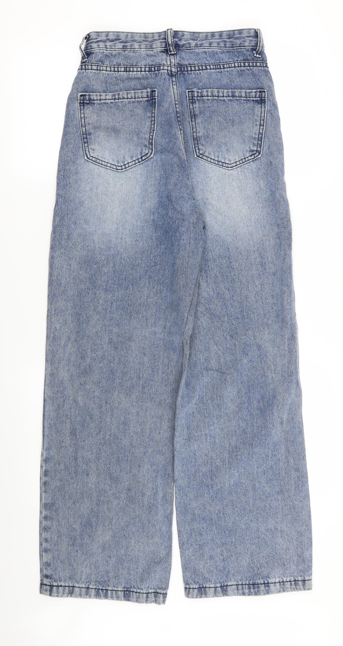 Preworn Womens Blue   Wide-Leg Jeans Size S L28 in - RIPPED JEANS