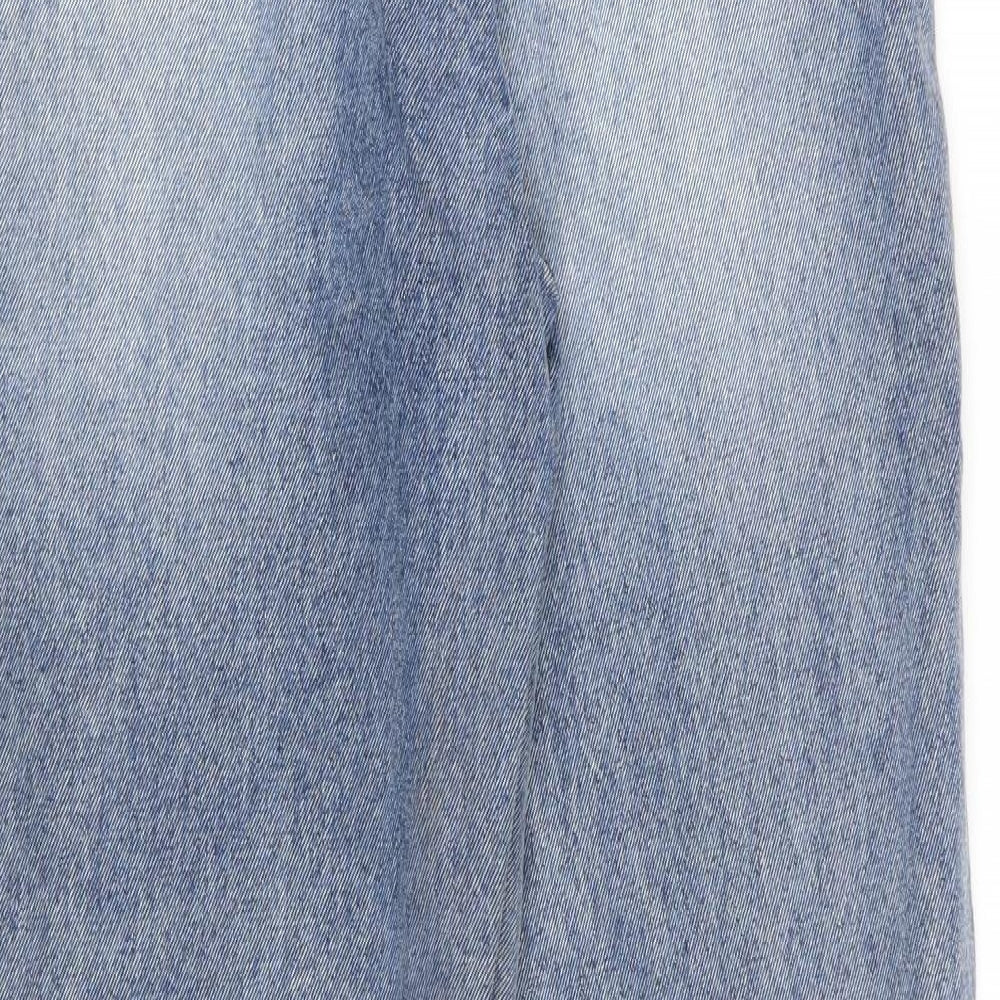 Preworn Womens Blue   Wide-Leg Jeans Size S L28 in - RIPPED JEANS