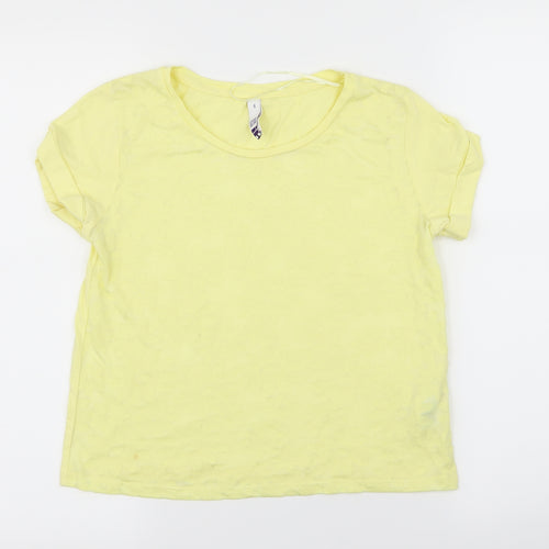 By Henry Holland Womens Yellow Floral  Basic T-Shirt Size 6