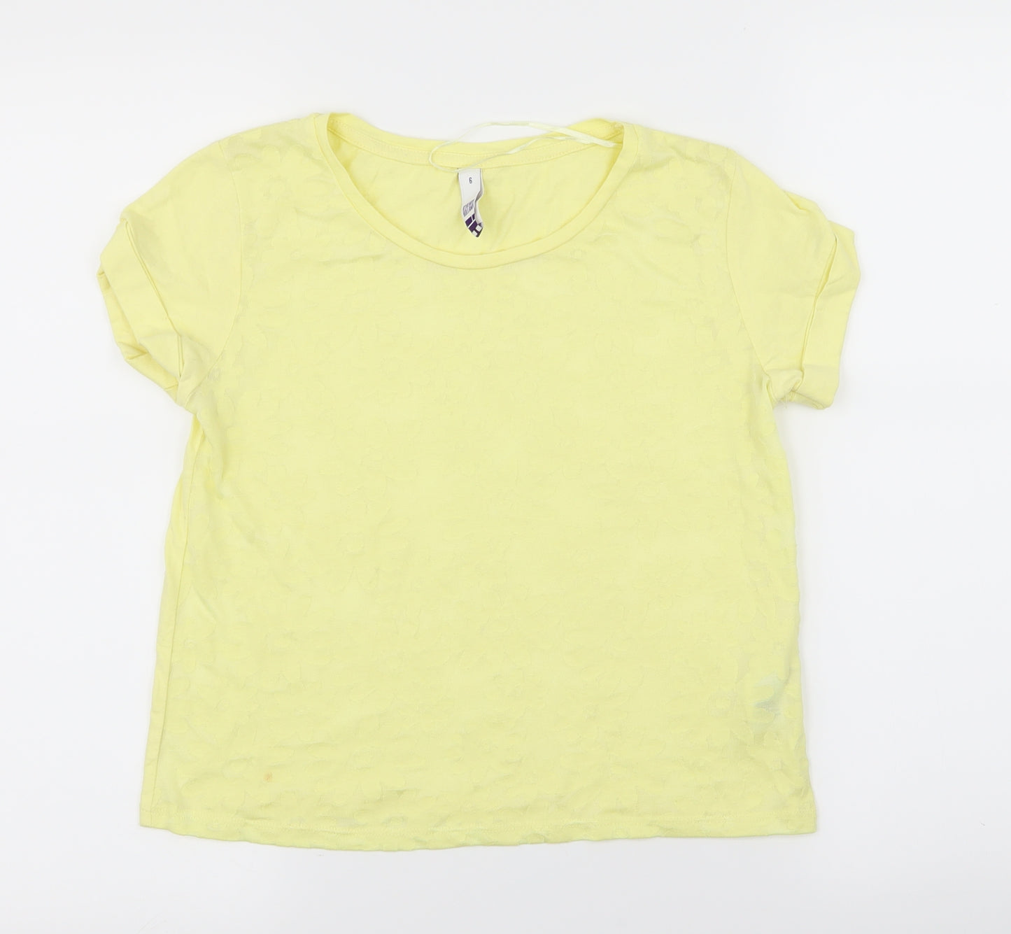 By Henry Holland Womens Yellow Floral  Basic T-Shirt Size 6