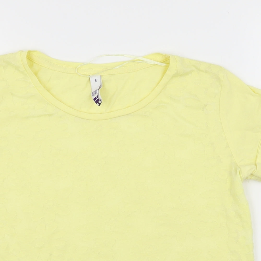 By Henry Holland Womens Yellow Floral  Basic T-Shirt Size 6