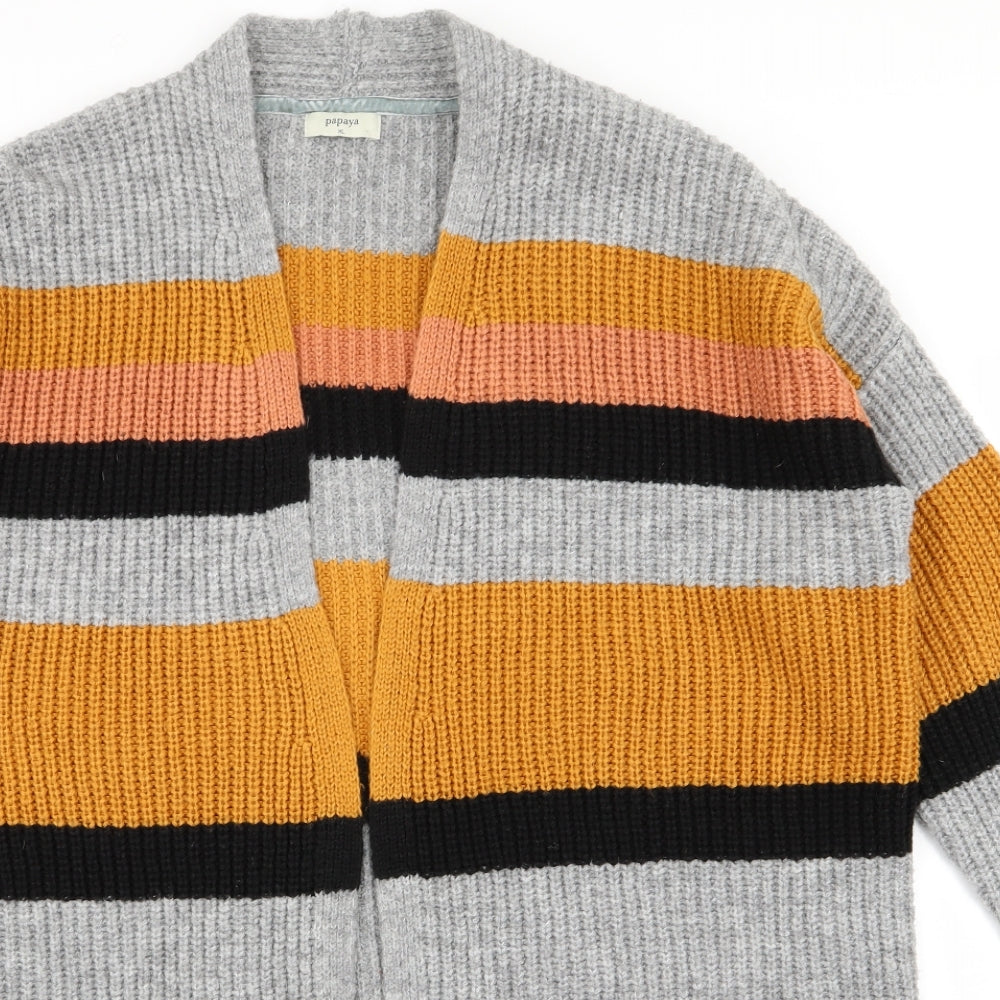 Papaya Womens Multicoloured Striped  Cardigan Jumper Size XL