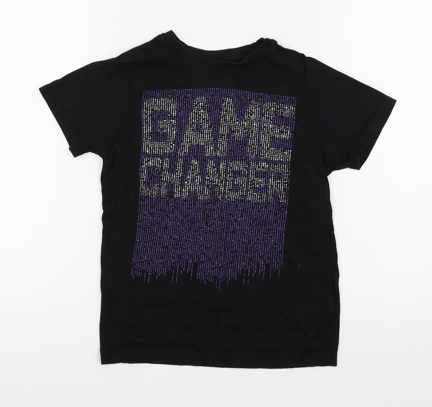 Primark Boys Black Colourblock  Basic T-Shirt Size 7-8 Years  - GAME CHANGER