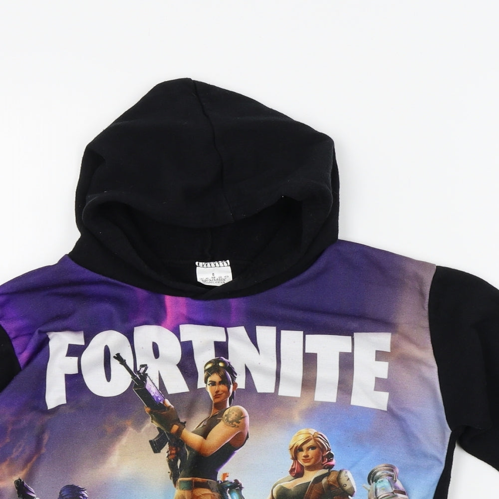 Preworn Boys Black Colourblock  Pullover Jumper Size 8 Years  - FORTNITE