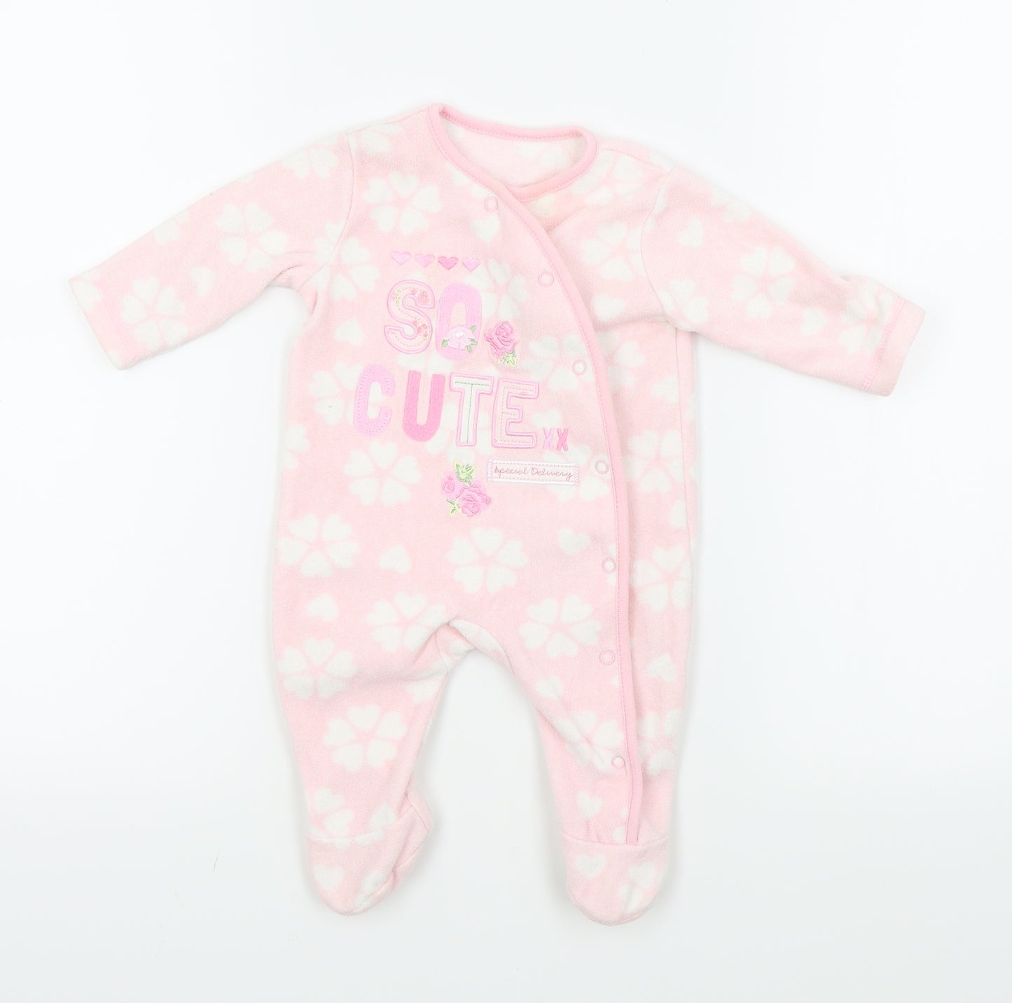 George  Pink Floral  Babygrow One-Piece Size 0-3 Months