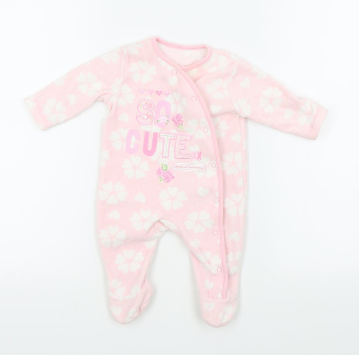 George  Pink Floral  Babygrow One-Piece Size 0-3 Months