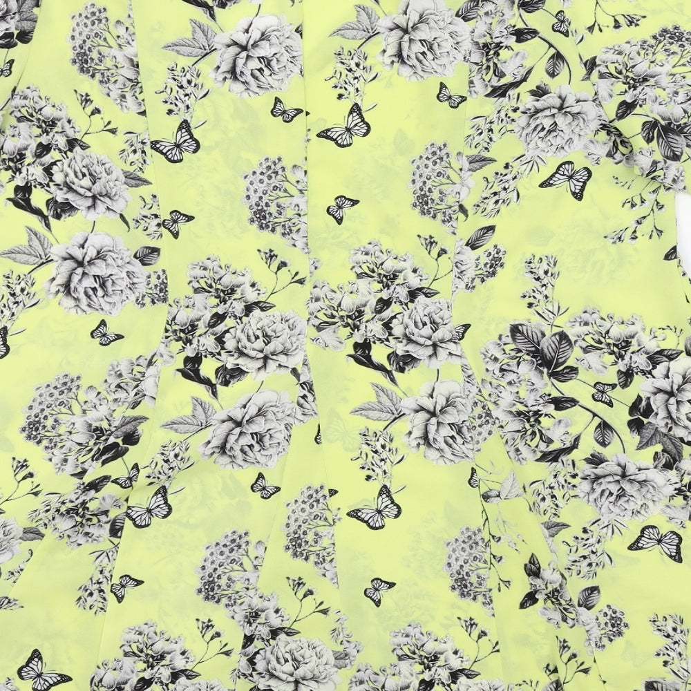 Preworn Womens Yellow Floral  Basic Blouse Size 18