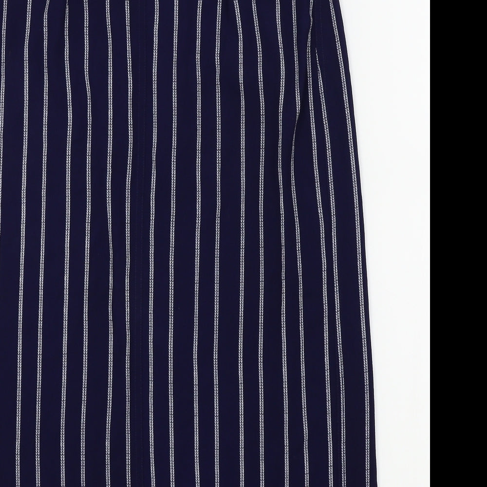 NEWLOOK Womens Blue Striped  A-Line Skirt Size 8  - Belt attached