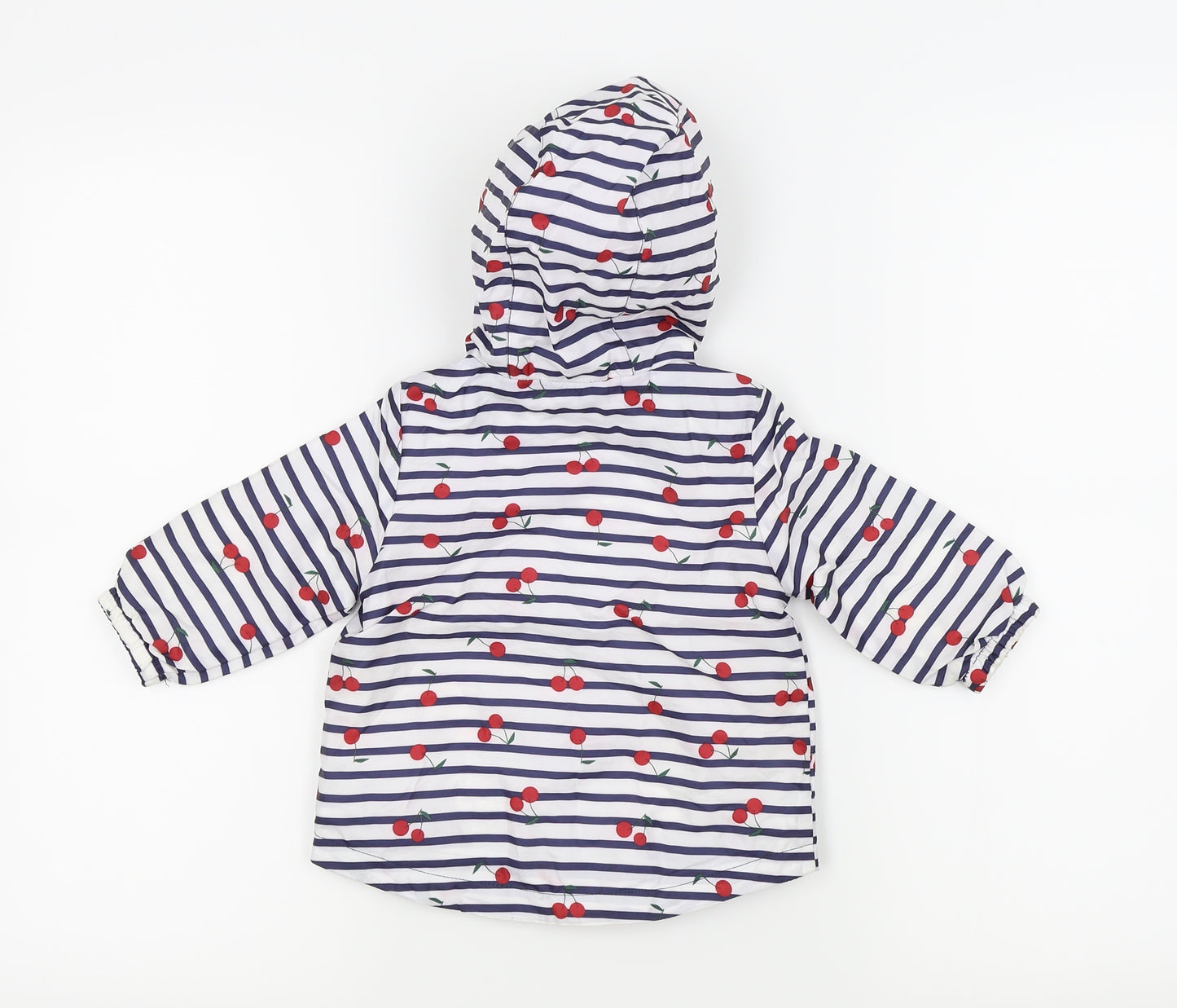Primark Girls White Striped  Jacket  Size 6-9 Months  - Cherry Print