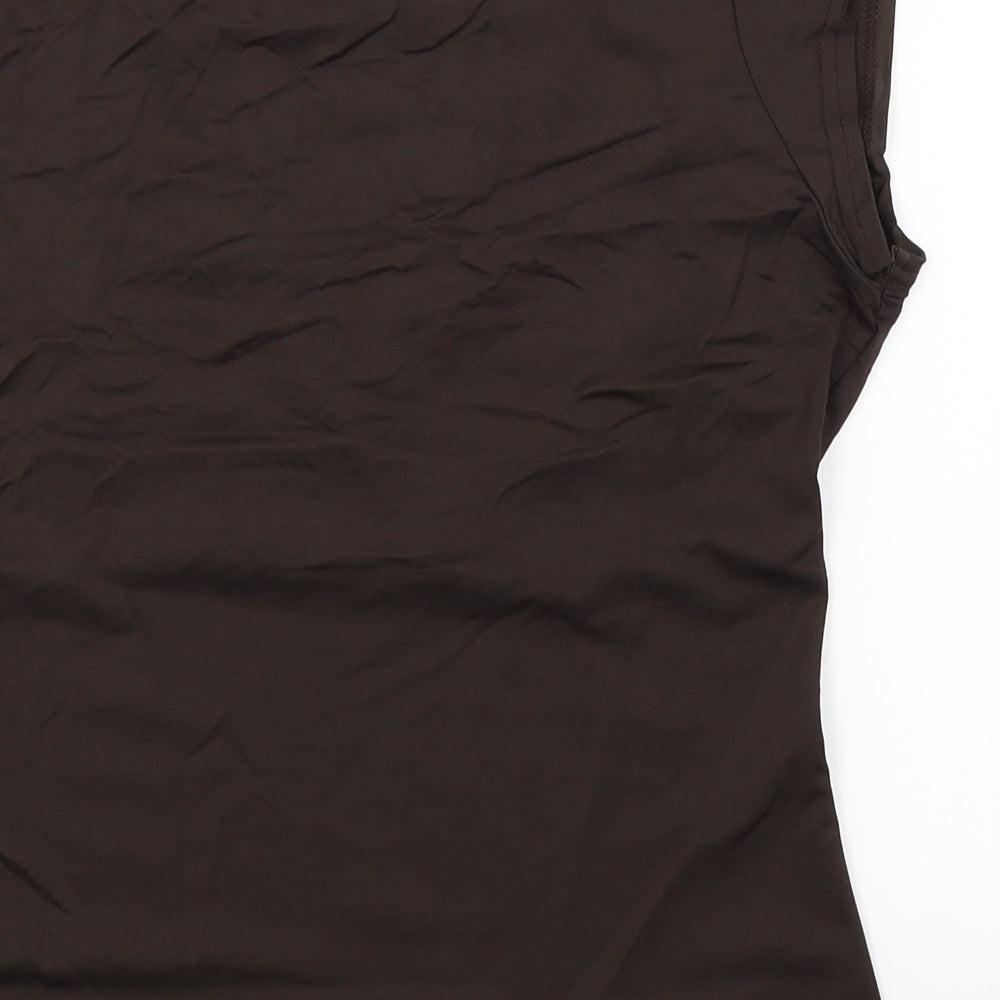 TU Womens Brown   Basic T-Shirt Size 14  - CROSS OVER FRONT