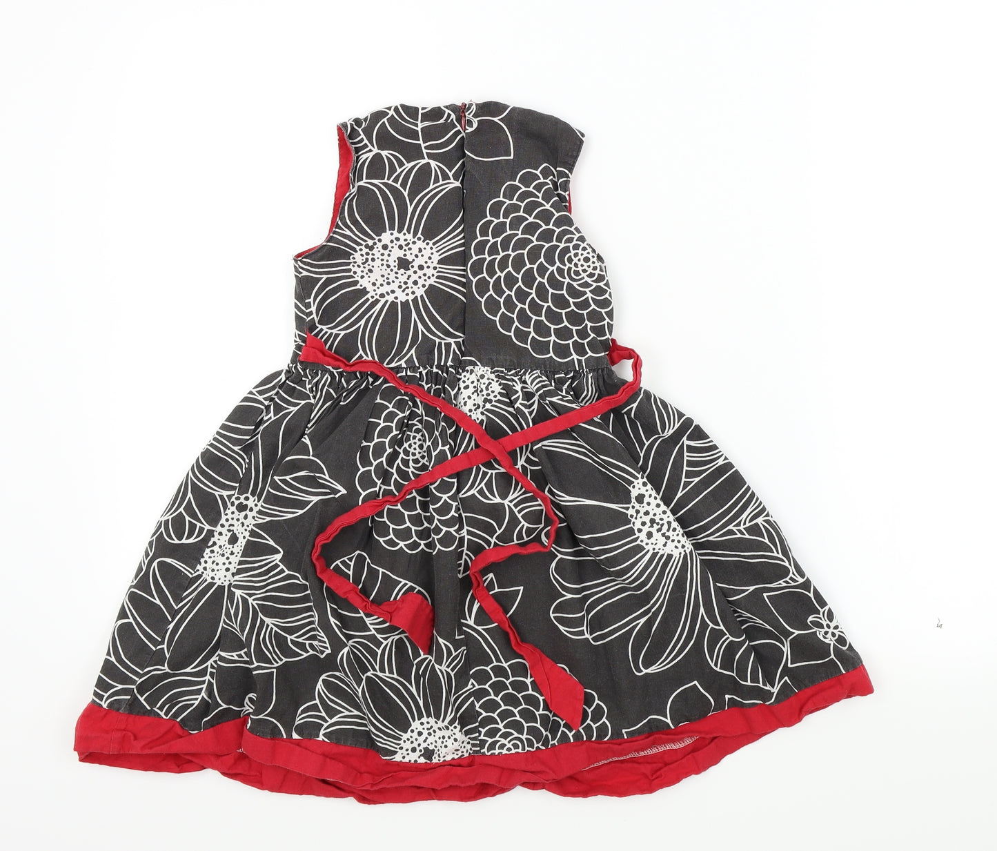 Preworn Girls Grey Geometric  Fit & Flare  Size 5-6 Years