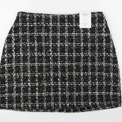 Nutmeg  Womens Black Check  A-Line Skirt Size 12