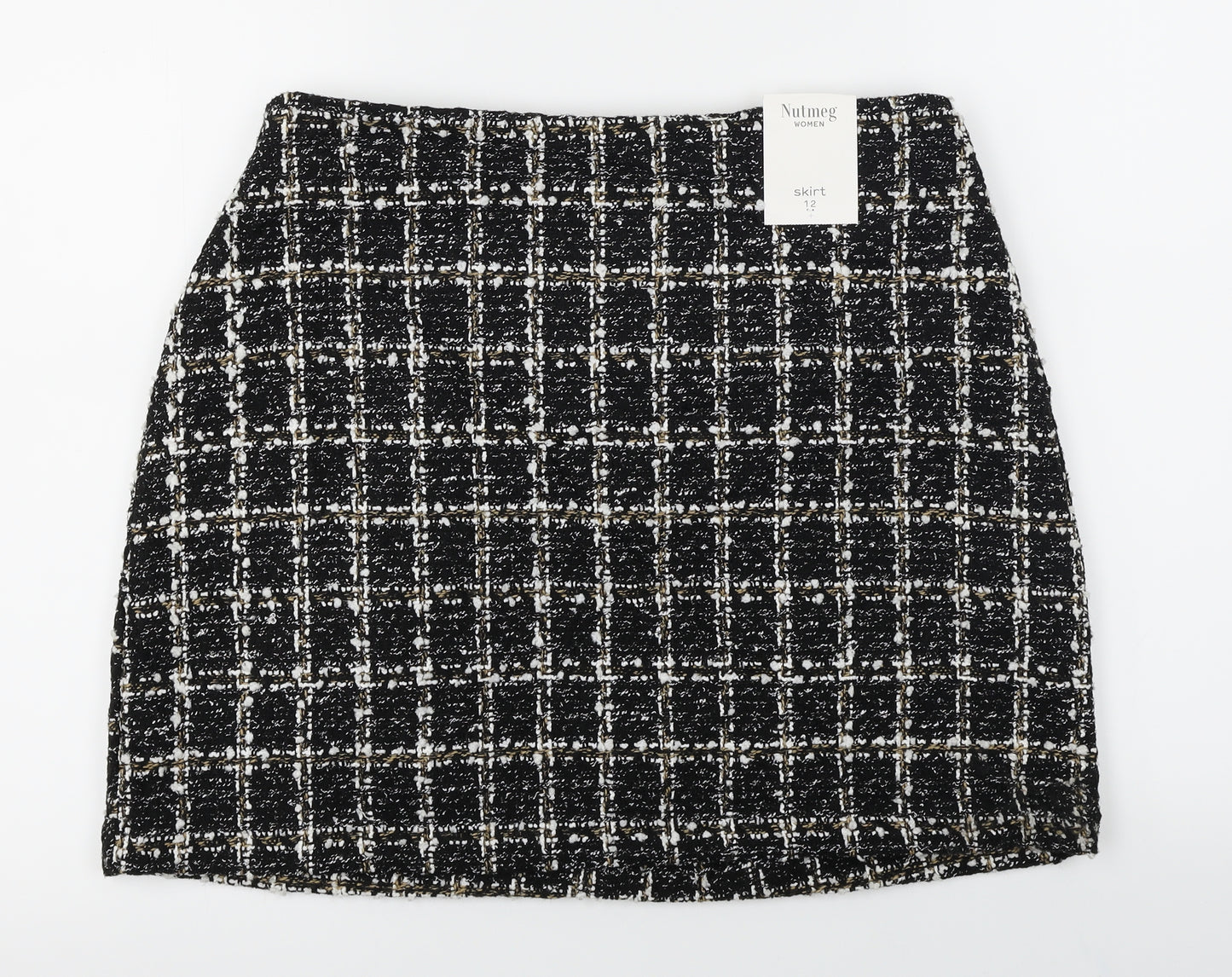 Nutmeg  Womens Black Check  A-Line Skirt Size 12