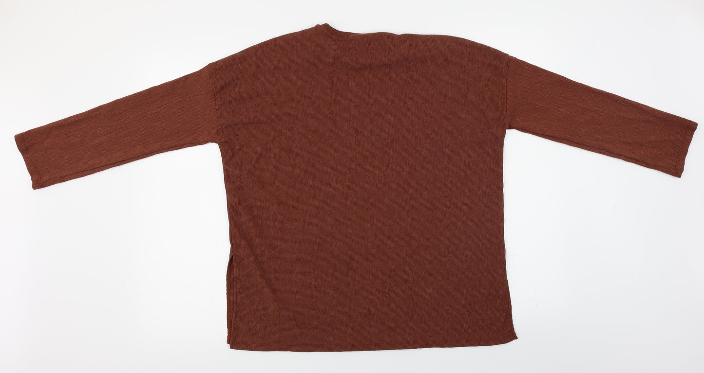 Pull&Bear  Womens Brown   Basic Blouse Size XS