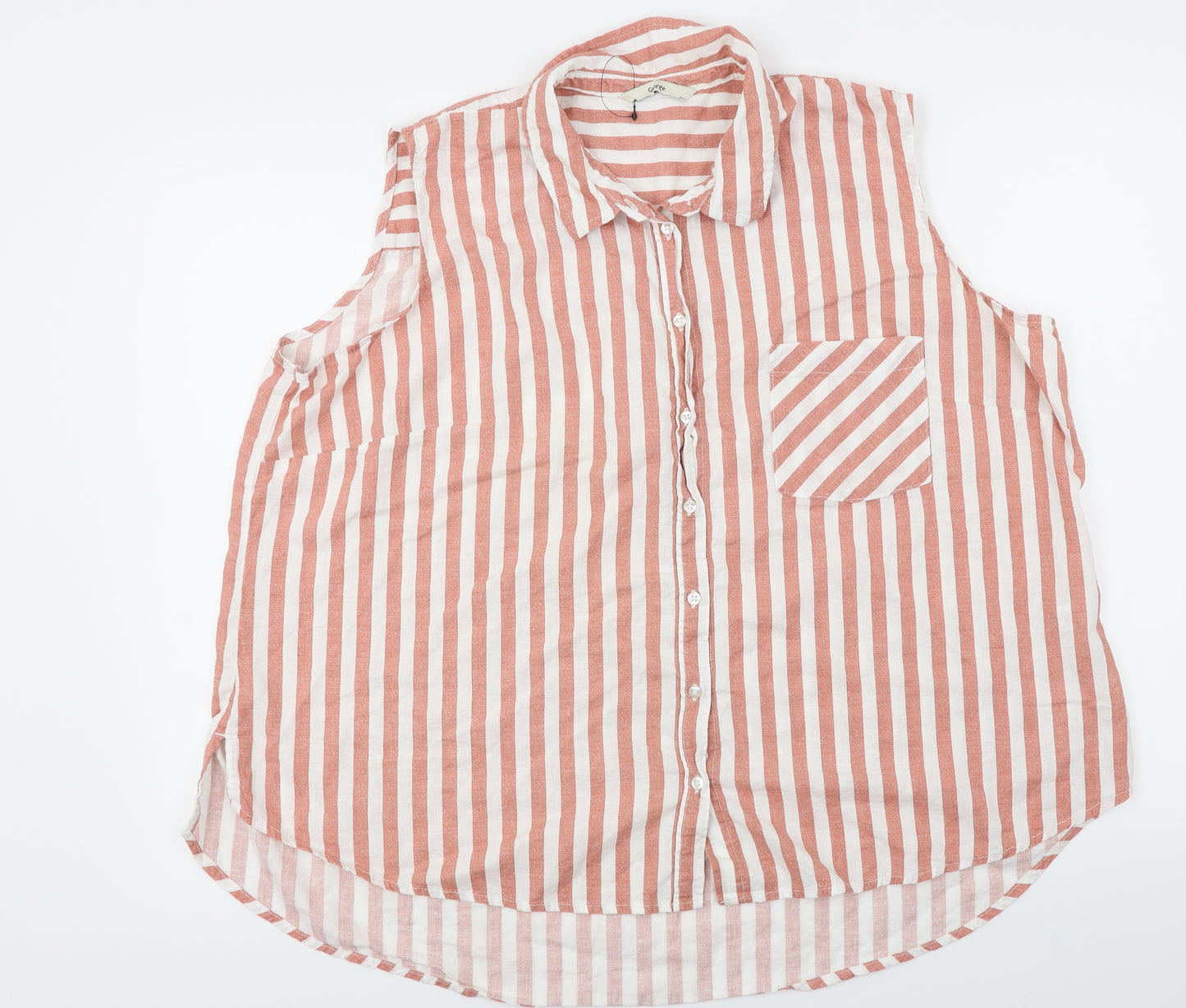 George  Womens Pink Striped  Basic Button-Up Size 24
